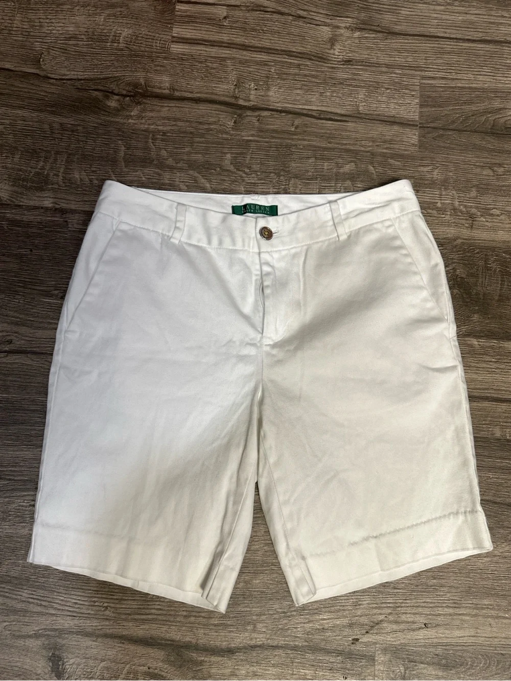 Lauren Ralph Lauren White Bermuda Shorts Size 6 Cotton Stretch Classic Preppy - Picture 2 of 7